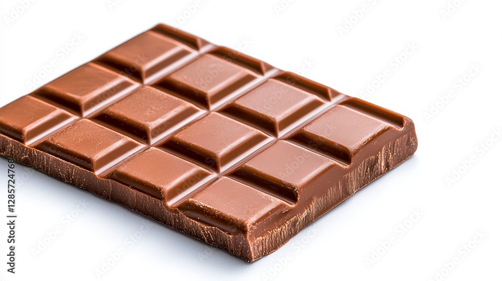 A tempting chocolate bar with a small piece missing, showcasing its delicious interior and irresistible appeal A tempting chocolate bar with a small piece missing, showcasing its delicious interior and irresistible appeal