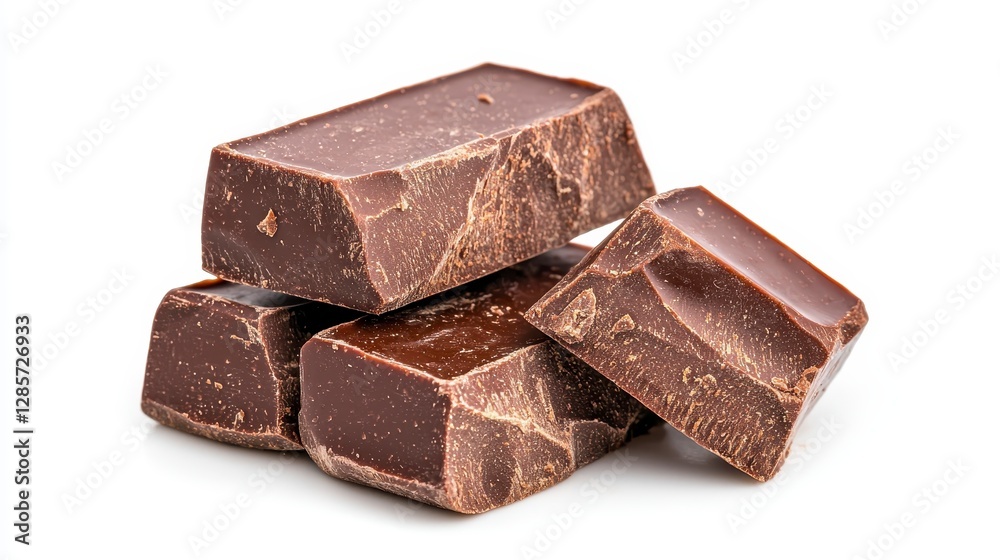 An artistic arrangement of a luscious pile of rich chocolate coins on a pristine white background perfect for dessert inspiration An artistic arrangement of a luscious pile of rich chocolate coins on a pristine white background perfect for dessert inspiration