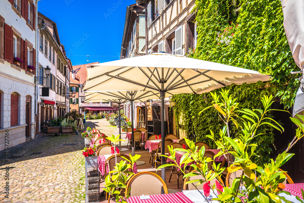Town of Strasbourg colorful restaurant street historic architecture view