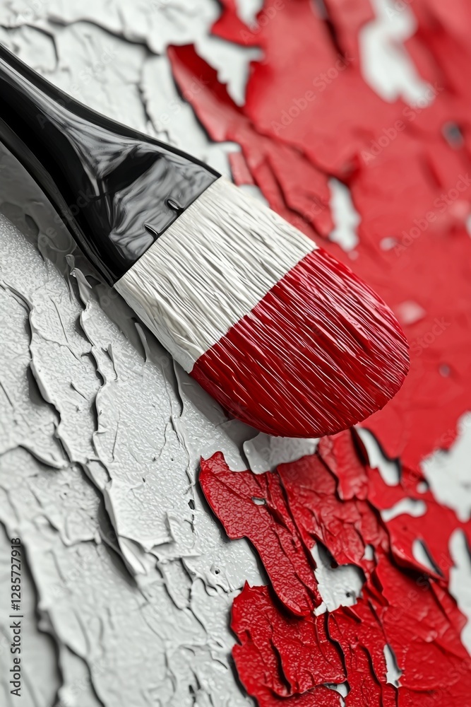 Fototapeta premium A paint brush sitting on top of a red paint splatter