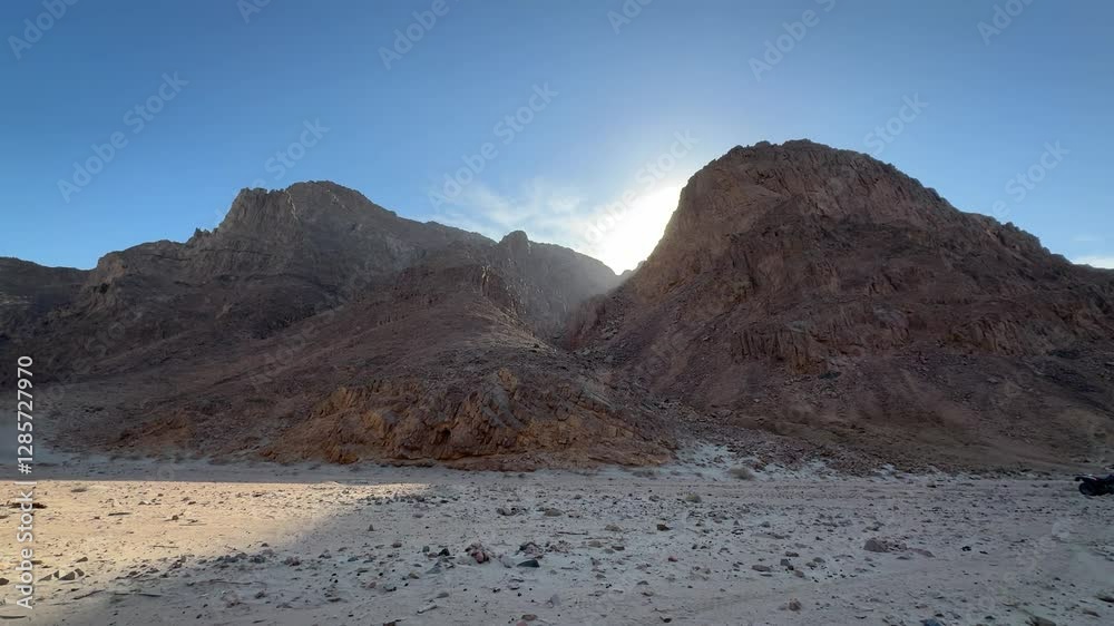 Sun shining over marsa alam desert mountains in egypt Sun shining over marsa alam desert mountains in egypt