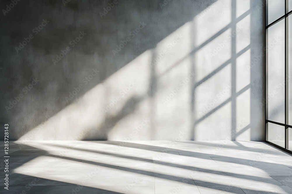 Obraz premium The sunlight is casting shadows across the white interior walls
