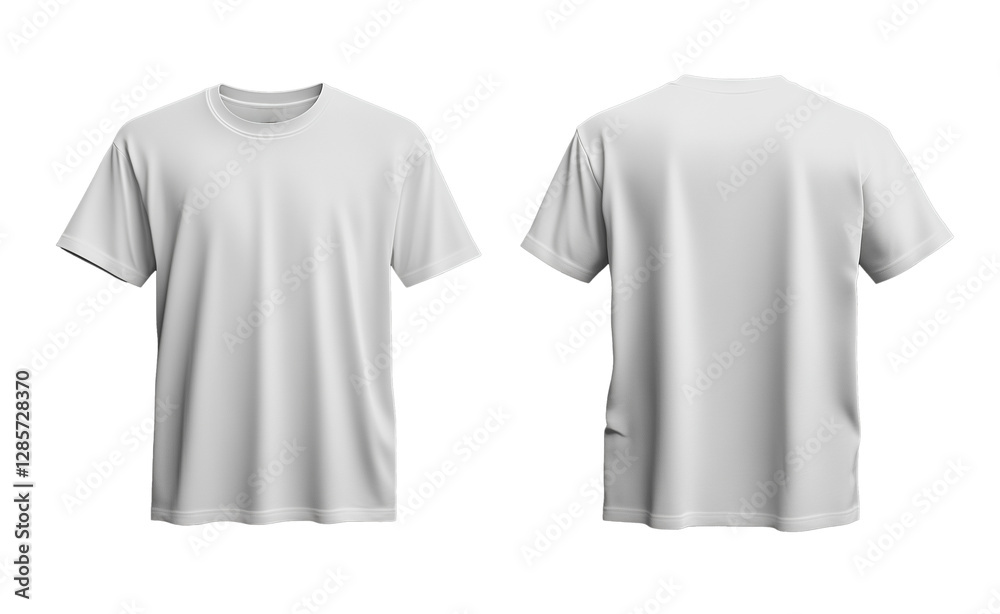 Blank Short sleeve t shirt mockup, white T-shirt front and back view, mock up design template isolated on transparent background Blank Short sleeve t shirt mockup, white T-shirt front and back view, mock up design template isolated on transparent background