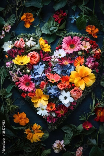 Colorful Flower Heart