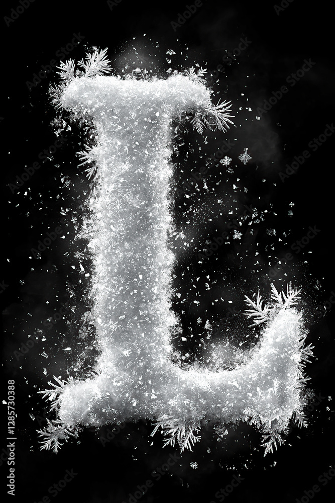 Obraz premium frozen, font, numbers, cinematic, unique, icy, frost, snow, cold, ice, winter, glacial, frosty, snowflake, frozen typography, crystal, holiday, Christmas, dramatic, bold, shiny, reflective, artistic, 