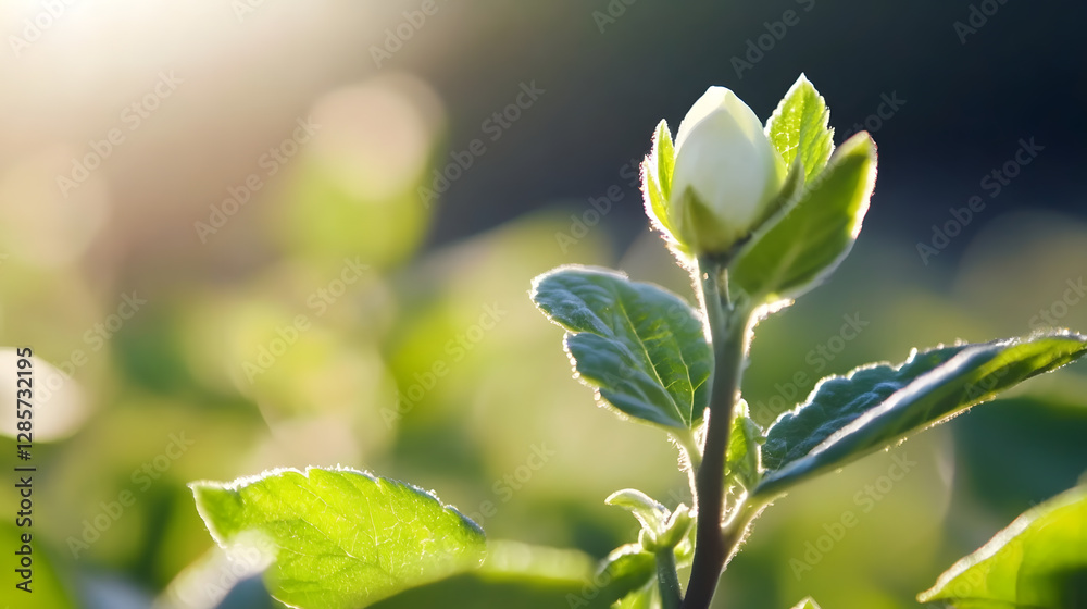 Budding Flower Illuminated by Soft Morning Light in a Lush Garden Symbolizing New Beginnings and Growth : Generative AI Budding Flower Illuminated by Soft Morning Light in a Lush Garden Symbolizing New Beginnings and Growth : Generative AI