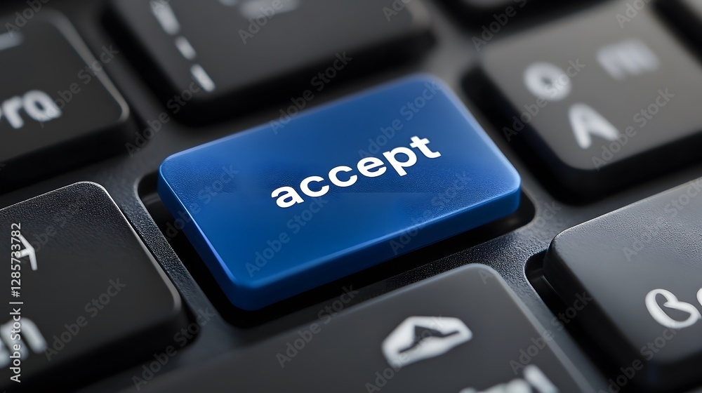 Blue Accept Key on Black Keyboard for Digital Interaction Concepts Blue Accept Key on Black Keyboard for Digital Interaction Concepts