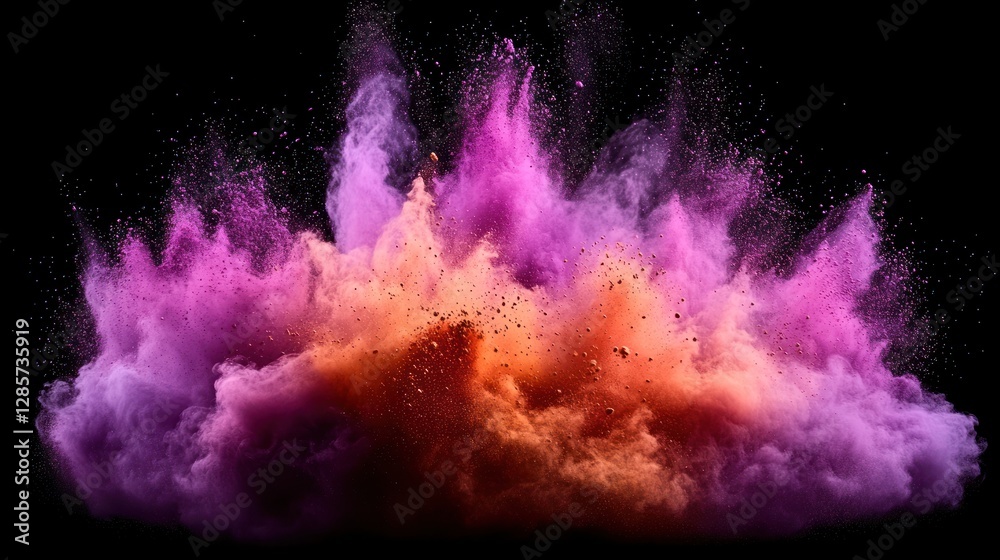 Fototapeta premium Colorful Powder Explosion Against Black Background