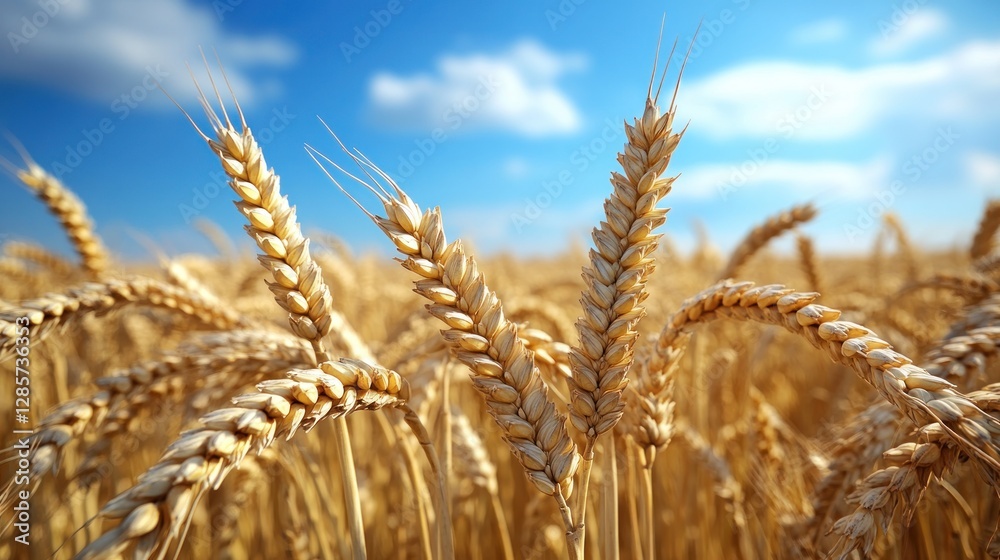 Golden wheat field under a vibrant blue sky Golden wheat field under a vibrant blue sky