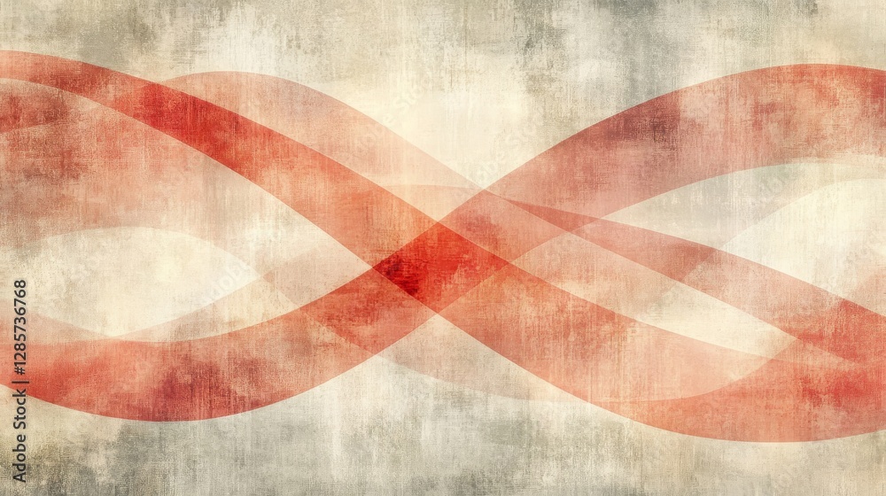 Obraz premium Red intersecting curves with grunge effect on faded background