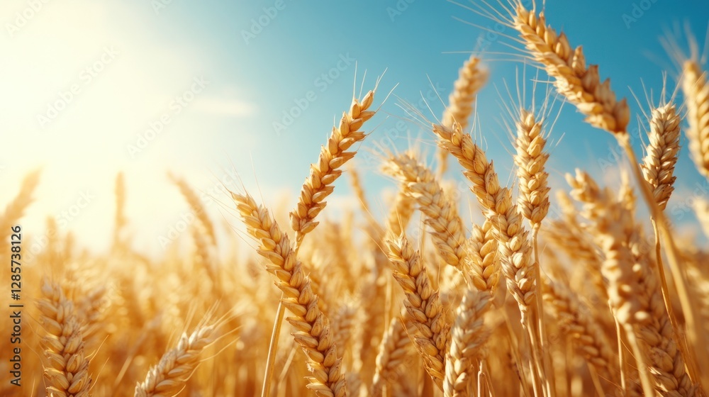 Fototapeta premium Golden Wheat Field Under Sunny Sky (2)