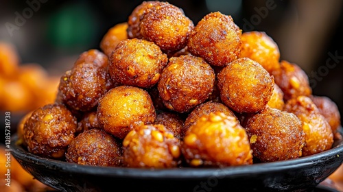 Ugandan kakata deep-fried snack delight kampala food photography vibrant market close-up culinary culture photo