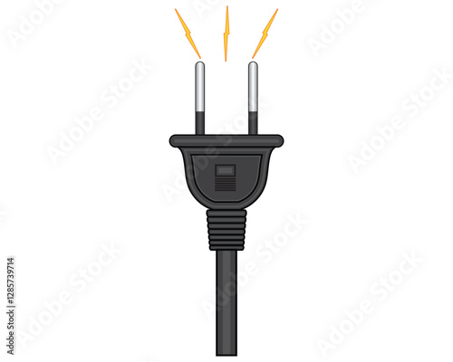 vector illustration design of a black electric plug or power plug which is usually used on electronic objects which are connected by cables to be plugged into electrical sockets or terminals