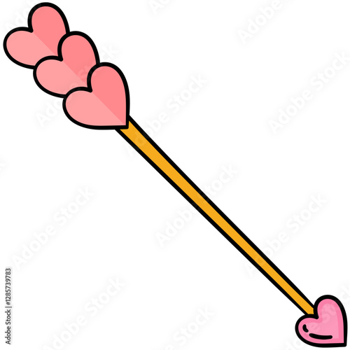 cupid arrow of love include heart arrowhead and fletching filled outline style