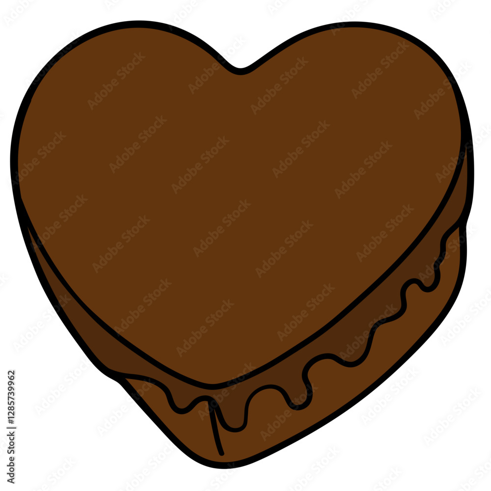 heart candy chocolate drizzled with luscious oozing chocolate filled outline style heart candy chocolate drizzled with luscious oozing chocolate filled outline style