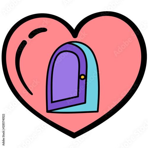 opening up or sharing heart and expressing feeling filled outline style