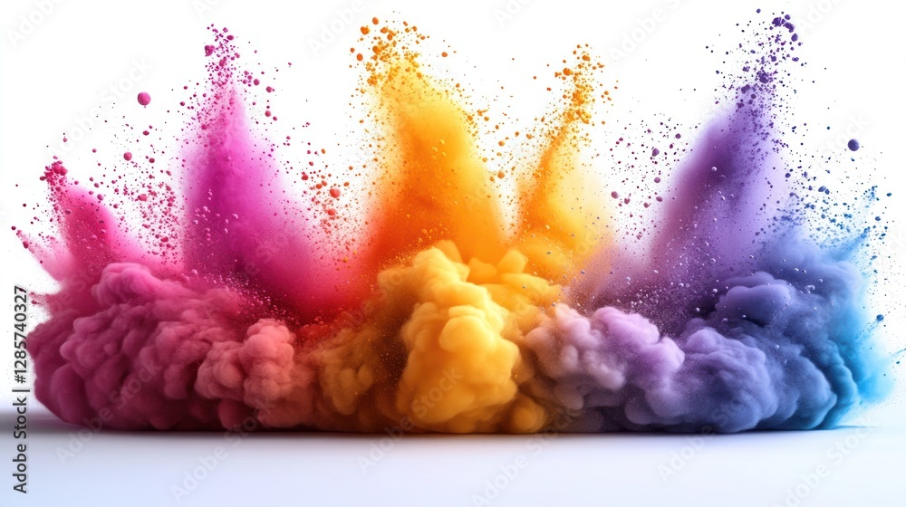 Fototapeta premium Colorful powder explosion on white background (6)