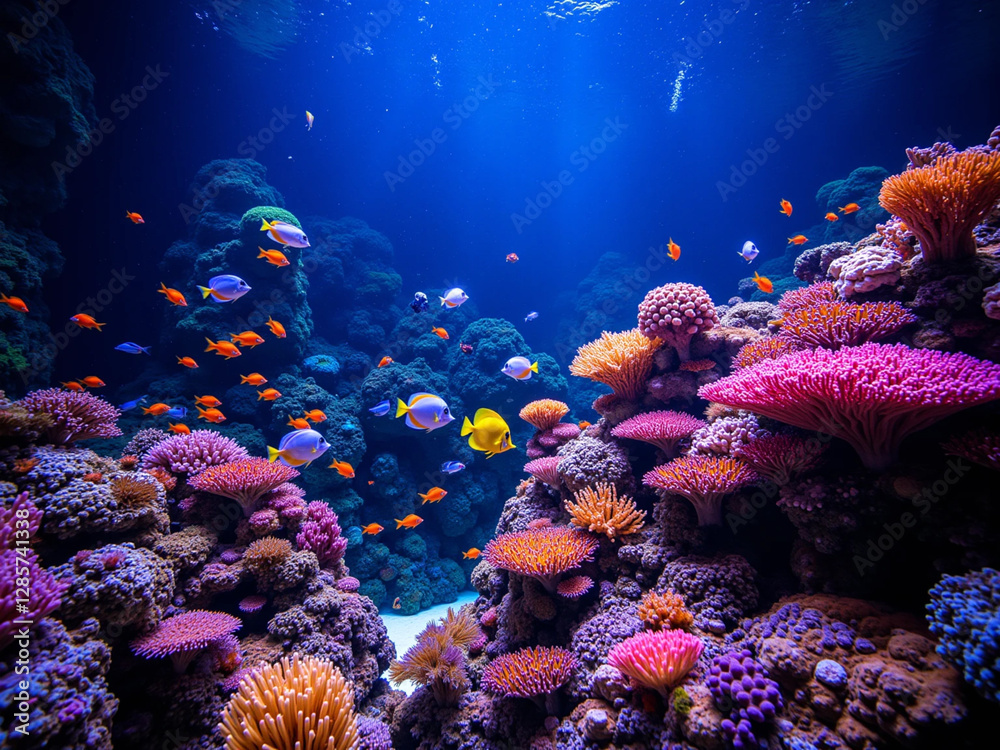 Fototapeta premium Vibrant Coral Reefs and Tropical Fish Showcasing the Beauty of the Great Barrier Reef 