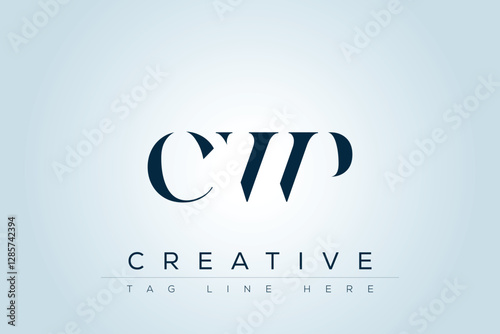 CWP abstract letter logo design. This logo is designed by three abstract letters.  photo