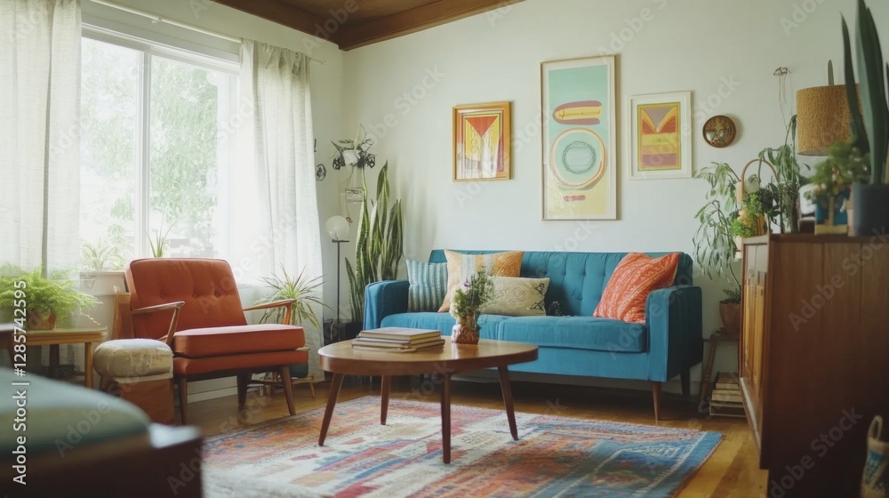 Obraz premium Cozy Mid-Century Living Room