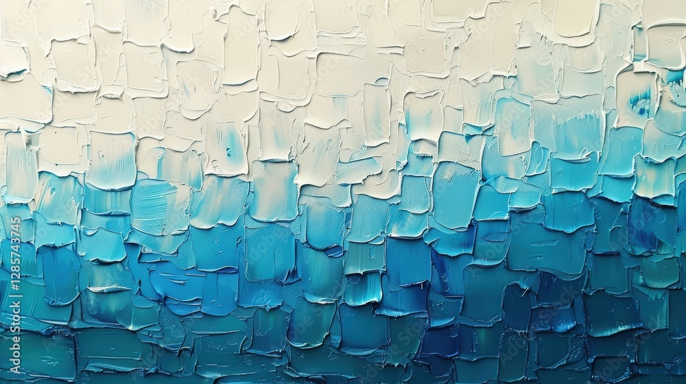 Fototapeta premium Abstract art painting, textured, blue and white, ombre effect