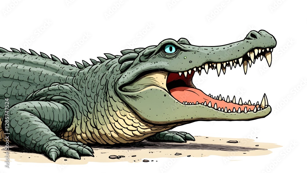 Fototapeta premium A crocodile with a big mouth open