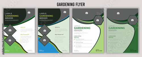Flyer design template for lawn and gardening services. Design of a poster leaflet for gardening and tree services. Agricultural business flyer template, magazine, cover, poster design, booklet, cover,