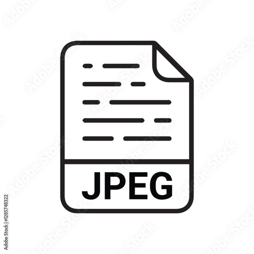 JPEG file icon set. JPEG file type symbol. File JPEG format icon in black filled and outlined style isolated on transparent background. 