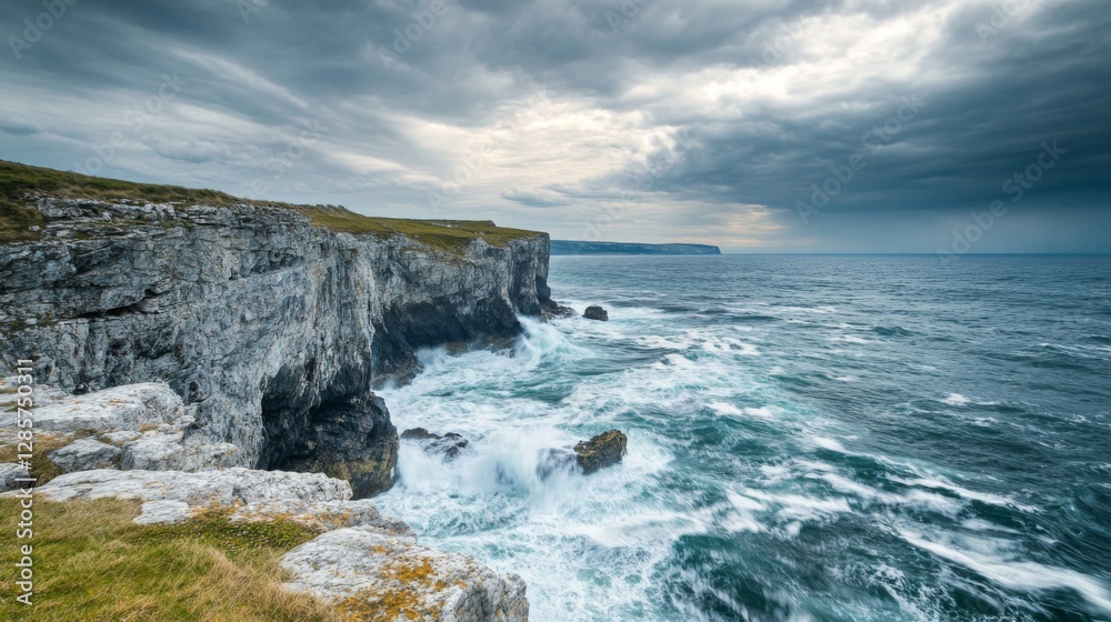 Obraz premium Dramatic Coastline Under Storm Clouds