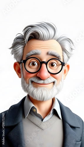 Smiling Cartoon Senior Man 3d Render Illustration
