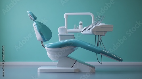 A bright and friendly image of a dentist performing a routine dental check-up on a patient. The scene includes the dentist in scrubs, using a small mirror and dental tools to examine patient's teeth