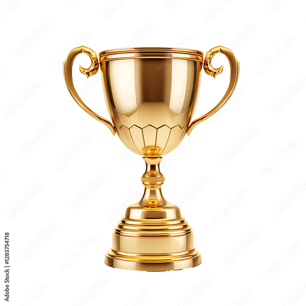 Shiny Gold Trophy Cup Isolated on white and transparent background Shiny Gold Trophy Cup Isolated on white and transparent background