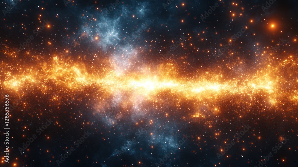 Fototapeta premium Cosmic Fire Stream Across Nebula
