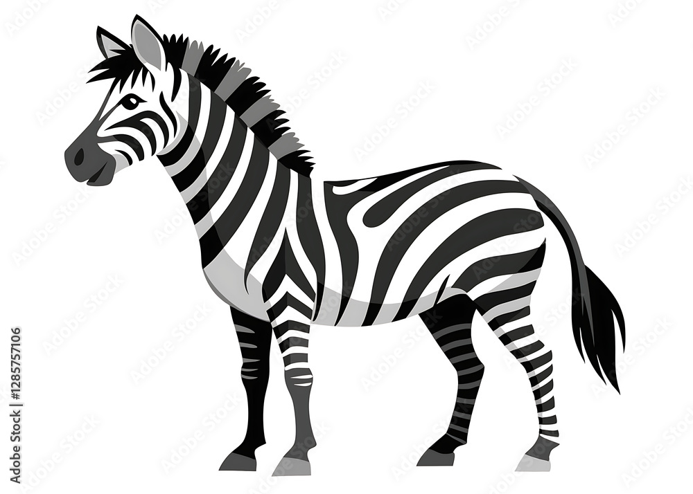 Obraz premium An elegant Zebra silhouette icon set against a clean white background.