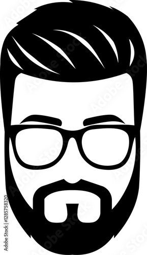 Beard, haircut and glasses icon.