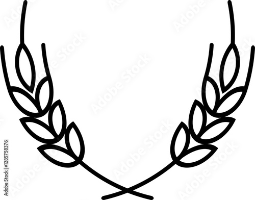 Wheat grain wreath icon in linear style.