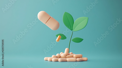 Biohacking supplements boosting plant growth indoor setting digital illustration modern concept