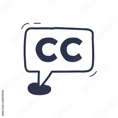 A speech bubble with 'CC' inside, symbolizing closed captions or creative commons. photo