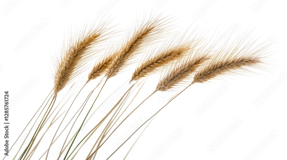 Isolated Wheat Spikes Against White Background Isolated Wheat Spikes Against White Background
