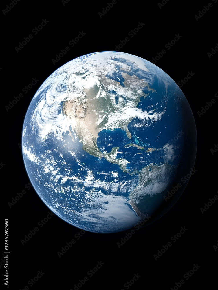 Stunning View of Earth Captured from Space with Prominent North and South America Continents : Generative AI Stunning View of Earth Captured from Space with Prominent North and South America Continents : Generative AI