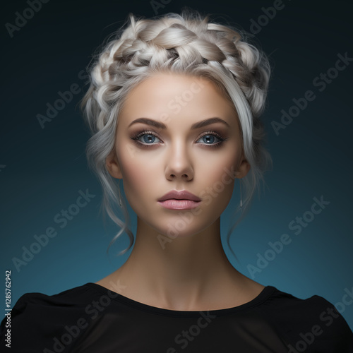 a beautiful young woman with blonde hair and thick hair in a bun, a woman who never gets old