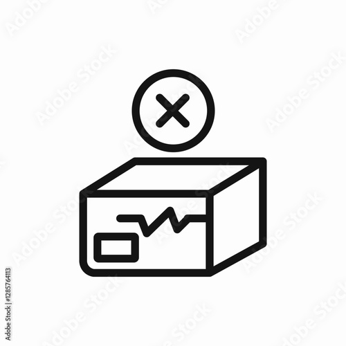 rejected package icon vector sign