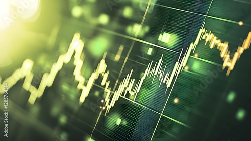 Quantum AI driven finance data visualization featuring a dynamic color scheme geometric patterns and advanced analytics