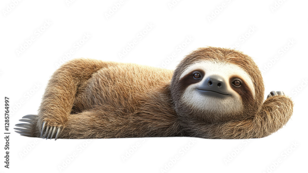 Fototapeta premium Sloth lying comfortably while relaxing in a serene posture, exuding tranquility and charm
