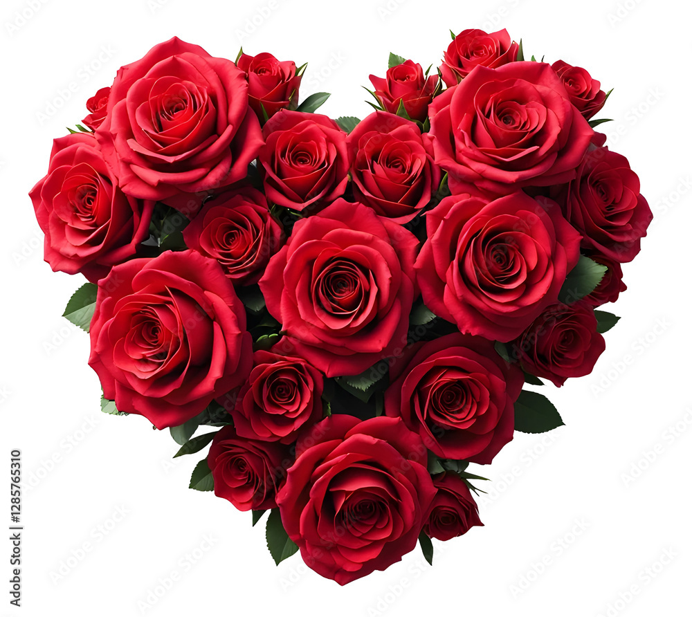 bouquet of red roses heart shape top view isolated on white background bouquet of red roses heart shape top view isolated on white background