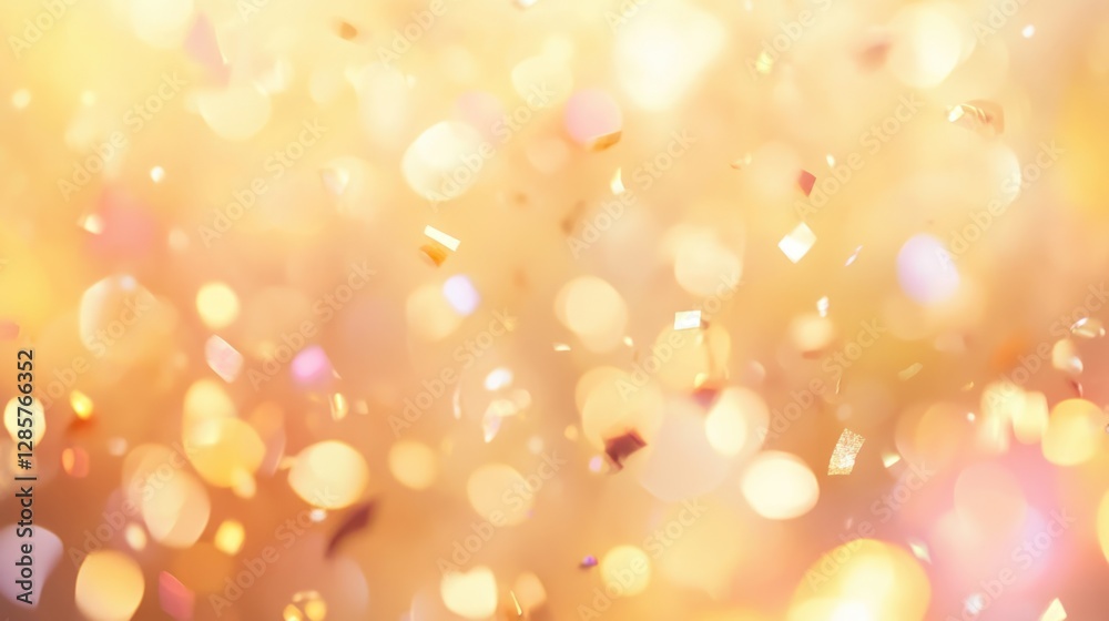 Festive Celebration with Shimmering Confetti in a Vibrant Gold Atmosphere Festive Celebration with Shimmering Confetti in a Vibrant Gold Atmosphere