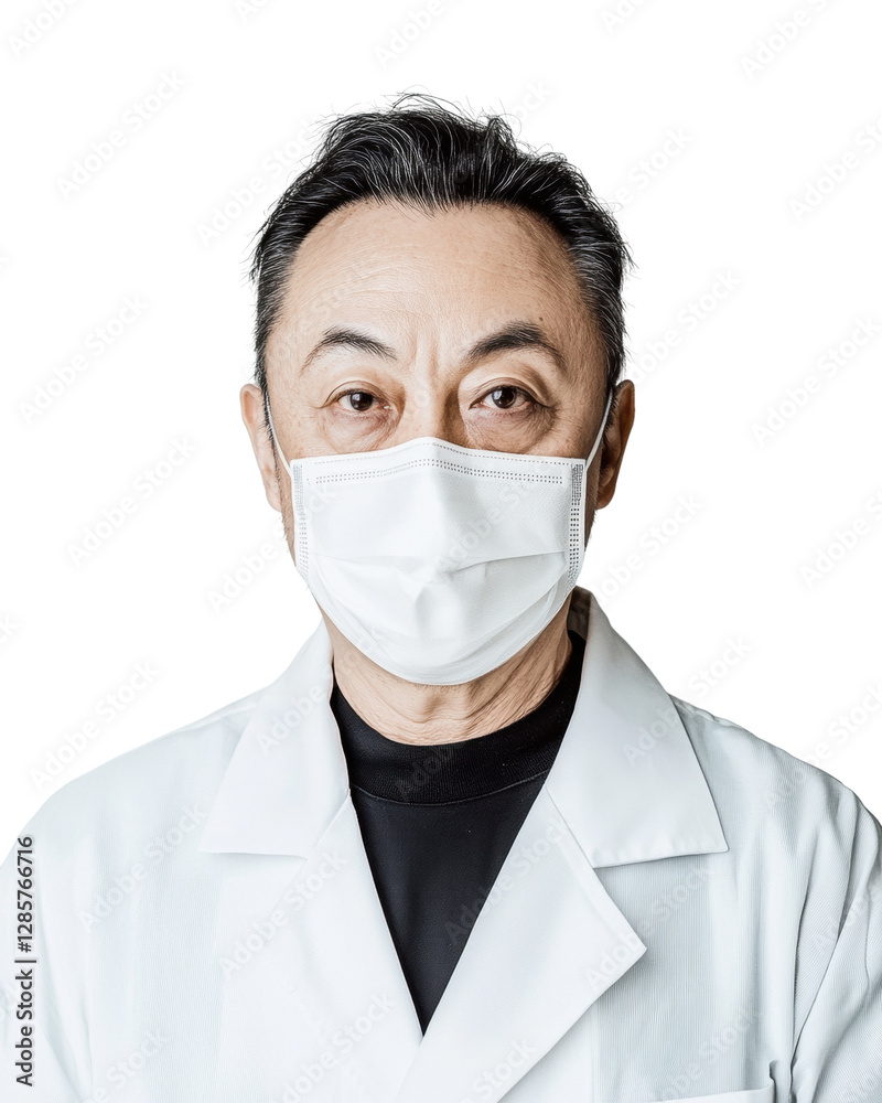 Doctor wearing mask, white isolate background Doctor wearing mask, white isolate background