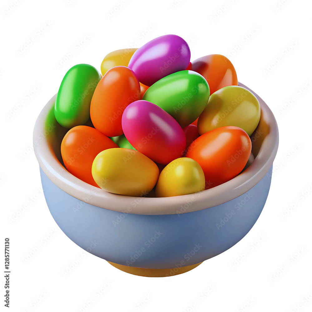 A Bowl of Colorful 3D Rendered Candy Eggs Easter Sweets Treats A Bowl of Colorful 3D Rendered Candy Eggs Easter Sweets Treats