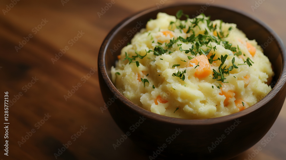 A carrot and parsnip mash with a touch of butter and herbs. A carrot and parsnip mash with a touch of butter and herbs.