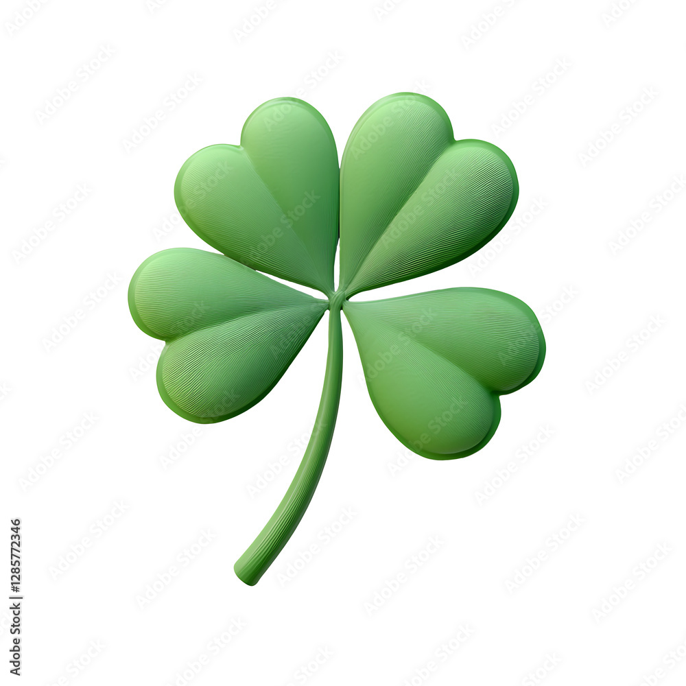 Four leaf clover 3d render icon isolated on transparent background Four leaf clover 3d render icon isolated on transparent background